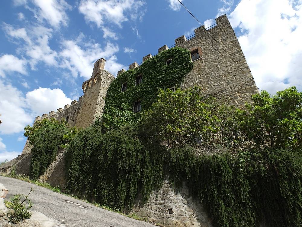 Castello con muro verde, eretto su una collina ripida